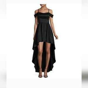 B. Smart  Cocktail Dress Size 11/12 Black High-Low with Cold Shoulder